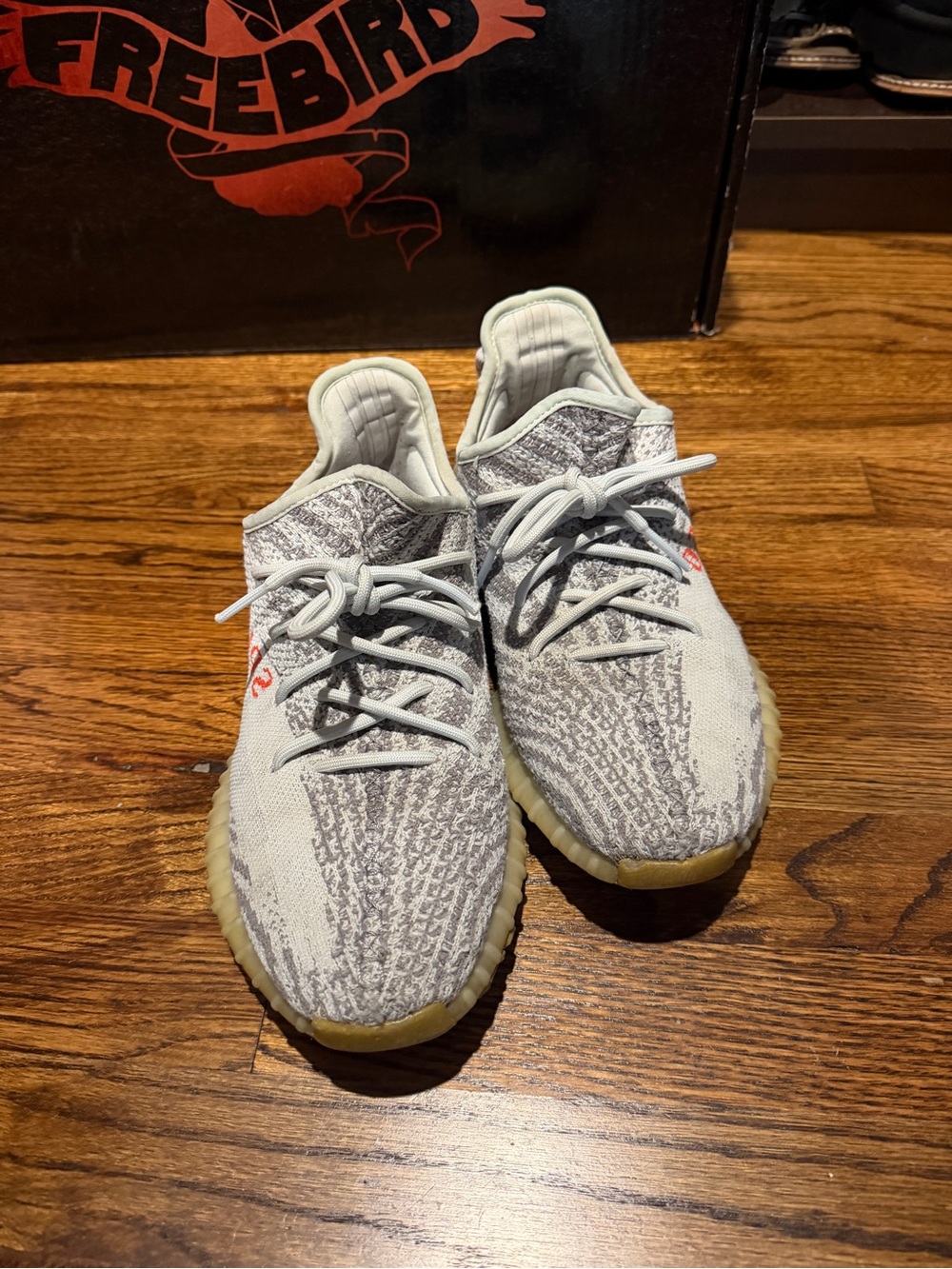 Adidas Yeezy Grey Knit Athletic Shoes - Brand Unspecified